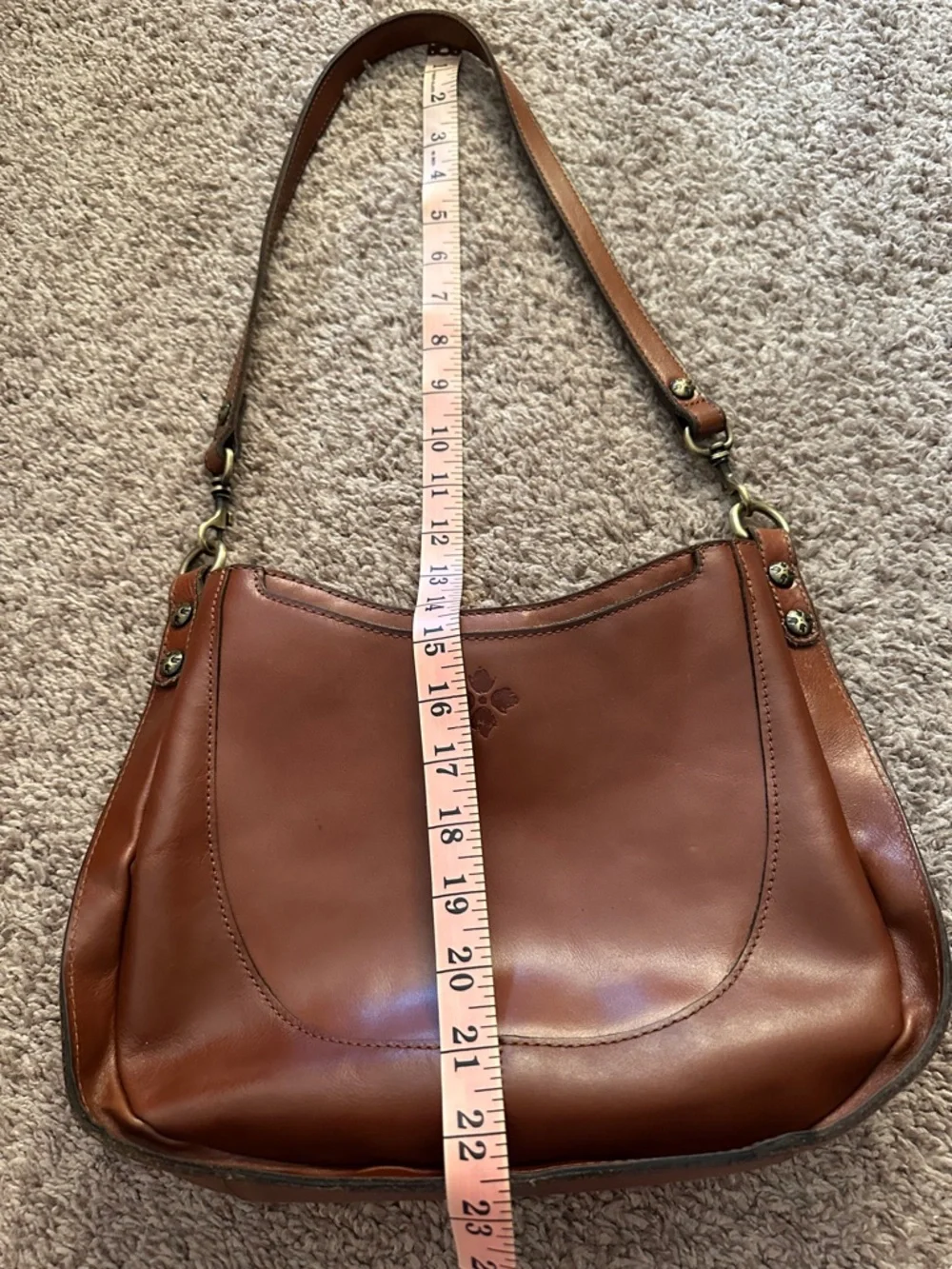 Patricia Nash Caletta Hobo Crossbody Bag - Cognac Leather